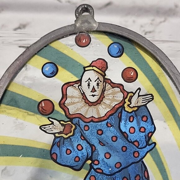 Glass Masters Suncatcher Juggling Circus Clown Carnival Oval Vintage 1980 - Picture 4 of 11